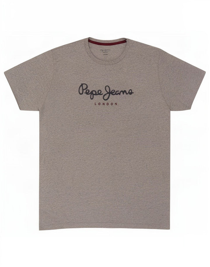 PEPE Jeans Mens Regular Graphic T-Shirt Top Medium Grey Flecked Cotton