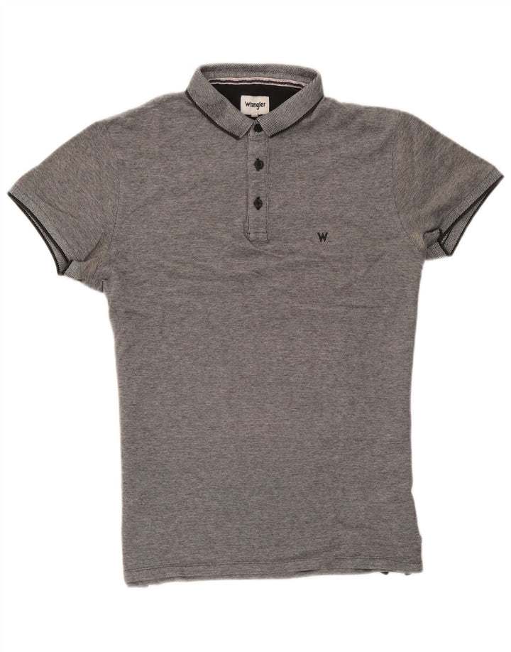 Wrangler Mens Polo Shirt Medium Grey Striped Cotton