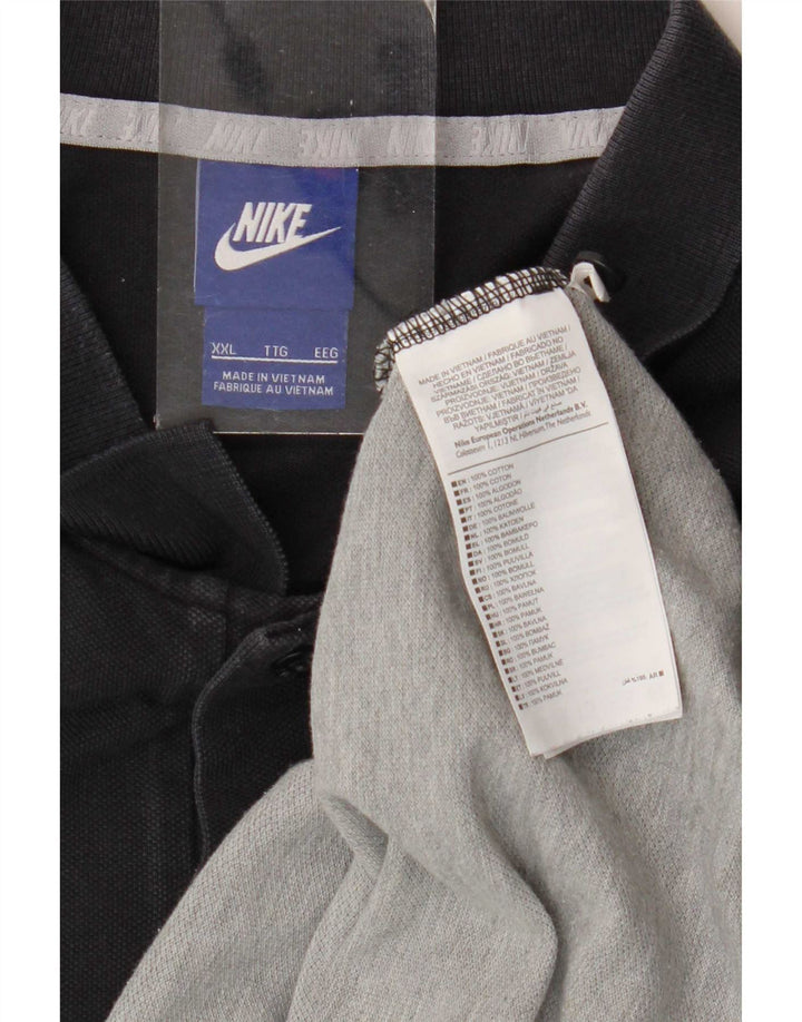Nike Mens Polo Shirt 2XL Black Colourblock Cotton