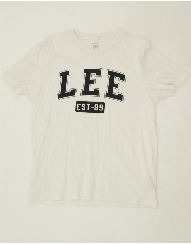 LEE Mens Regular Fit Graphic T-Shirt Top Large White Cotton Vintage Lee and Second-Hand Lee from Messina Hembry 