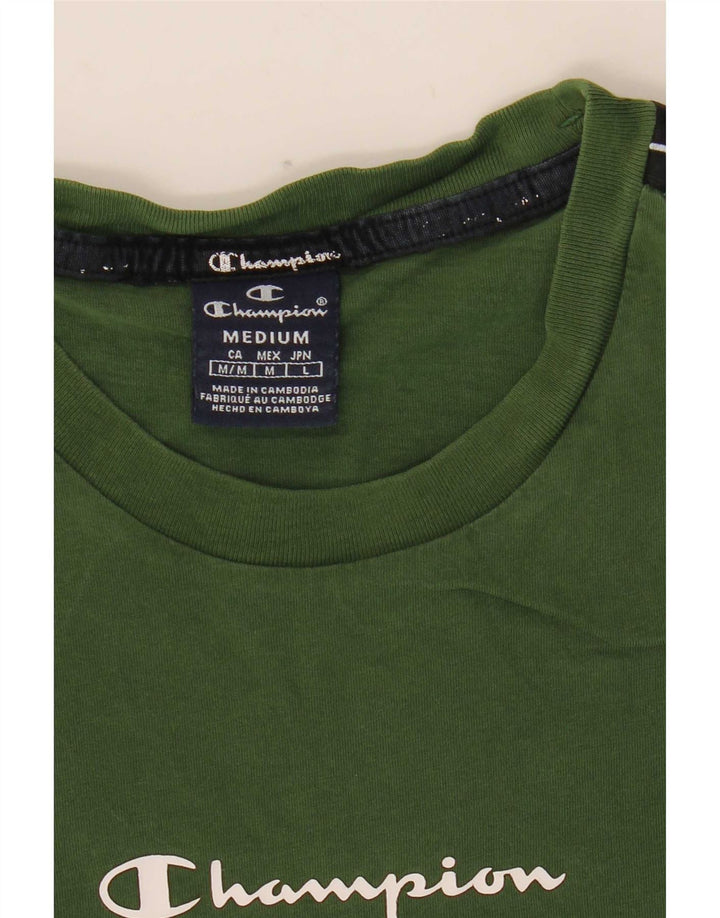 Champion Mens Graphic T-Shirt Top Medium Green Colourblock