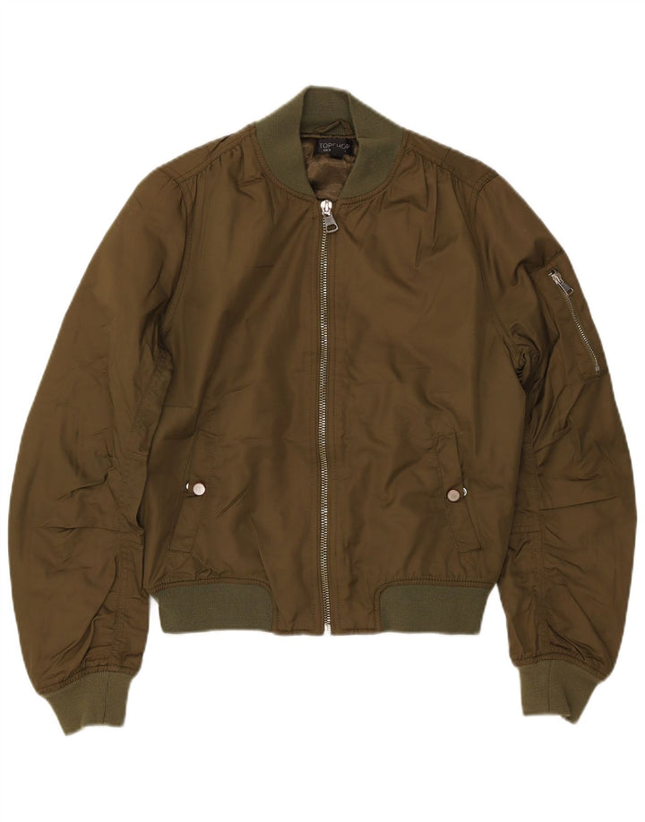TOPSHOP Womens Oversized Bomber Jacket UK 10 Small  Khaki Polyester
