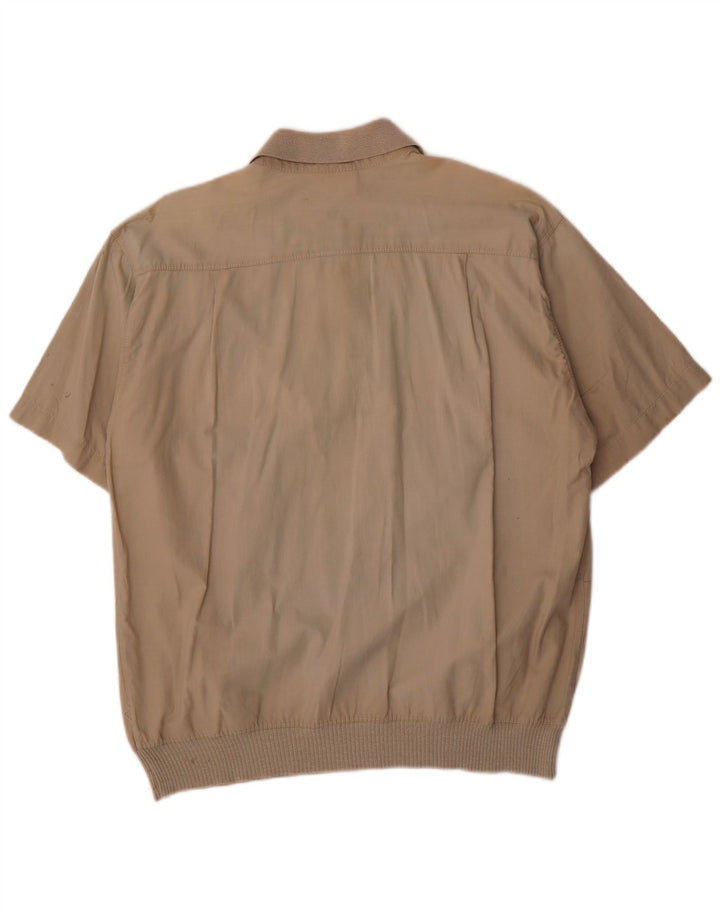 Malagrida Mens Short Sleeve Pullover Shirt Medium Khaki Cotton