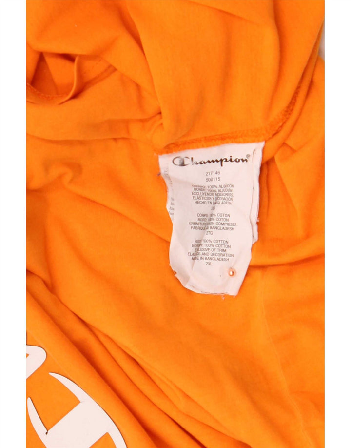 Champion Mens Graphic T-Shirt Top 2XL Orange Cotton