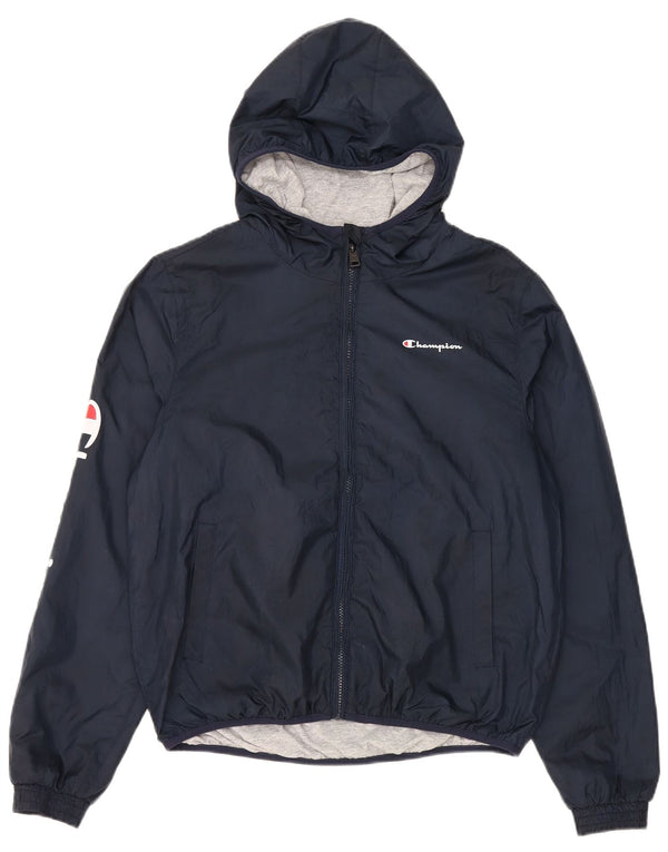 Champion Boys Hooded Rain Jacket 15-16 Years 2XL Navy Blue Polyester