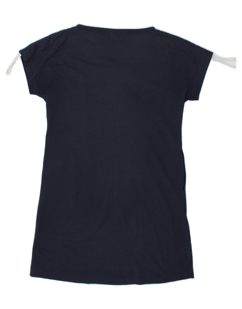 CHAMPION Womens T-Shirt Dress UK 14 Large Navy Blue Polyester | Vintage Champion | Thrift | Second-Hand Champion | Used Clothing | Messina Hembry 