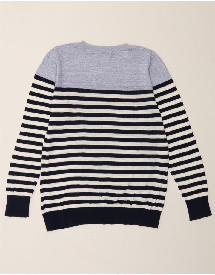 L.L.BEAN Mens Crew Neck Jumper Sweater Medium Navy Blue Striped Cotton Vintage L.L.Bean and Second-Hand L.L.Bean from Messina Hembry 