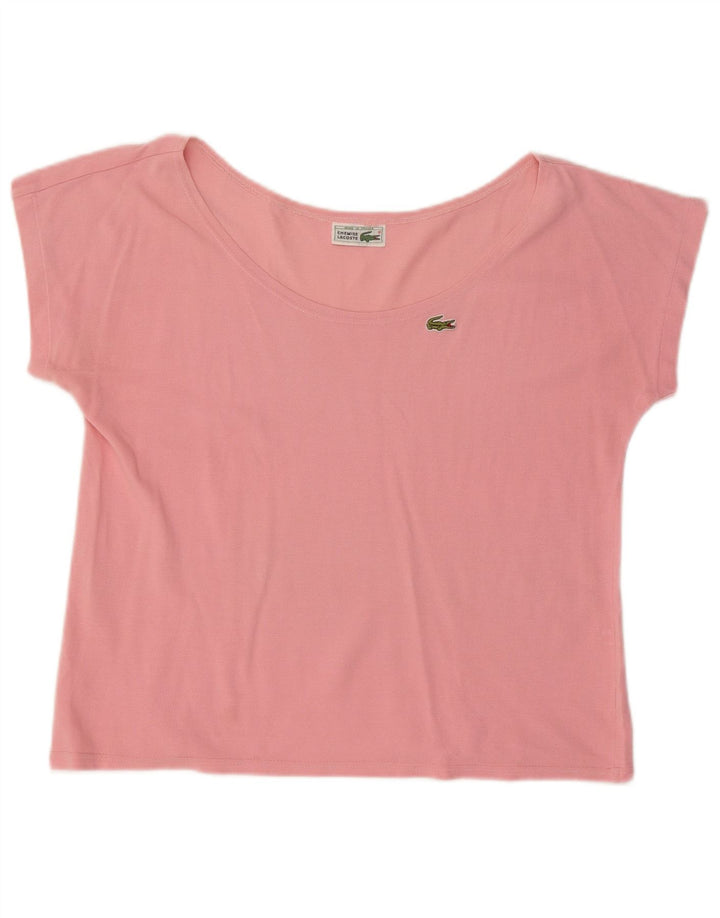 LACOSTE Womens Crop T-Shirt Top UK 16 Large Pink