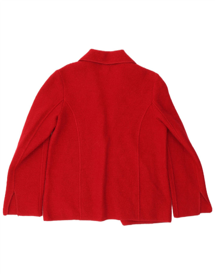 VINTAGE Womens 1 Button Blazer Jacket UK 14 Medium Red Floral Wool