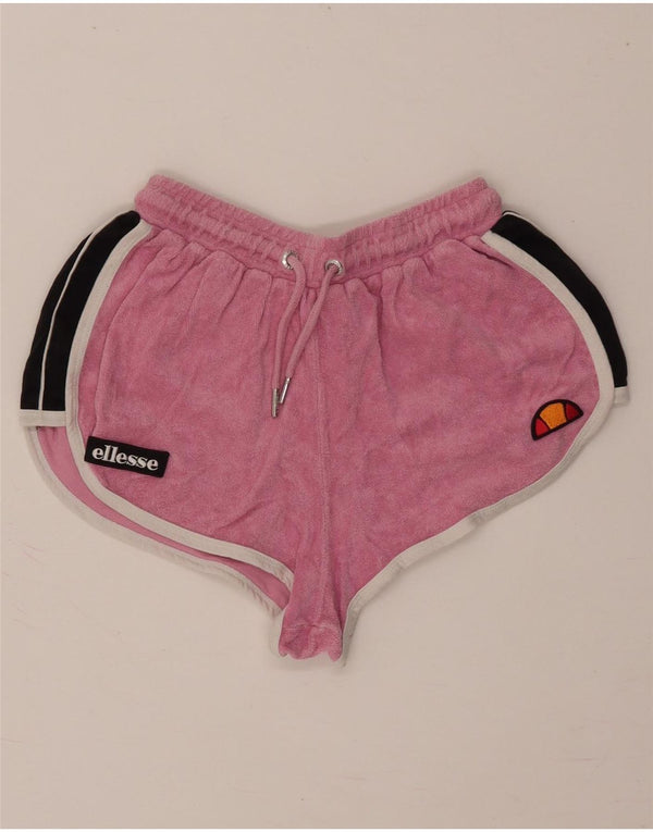 Ellesse Womens Sport Shorts UK 8 Small  Pink Colourblock Cotton