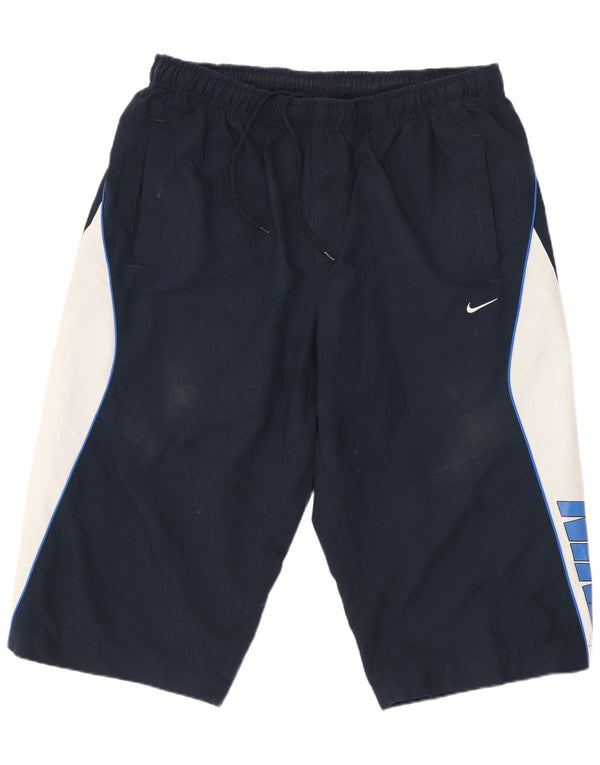 Nike Mens Graphic Sport Shorts Large Navy Blue Colourblock Polyester Sports