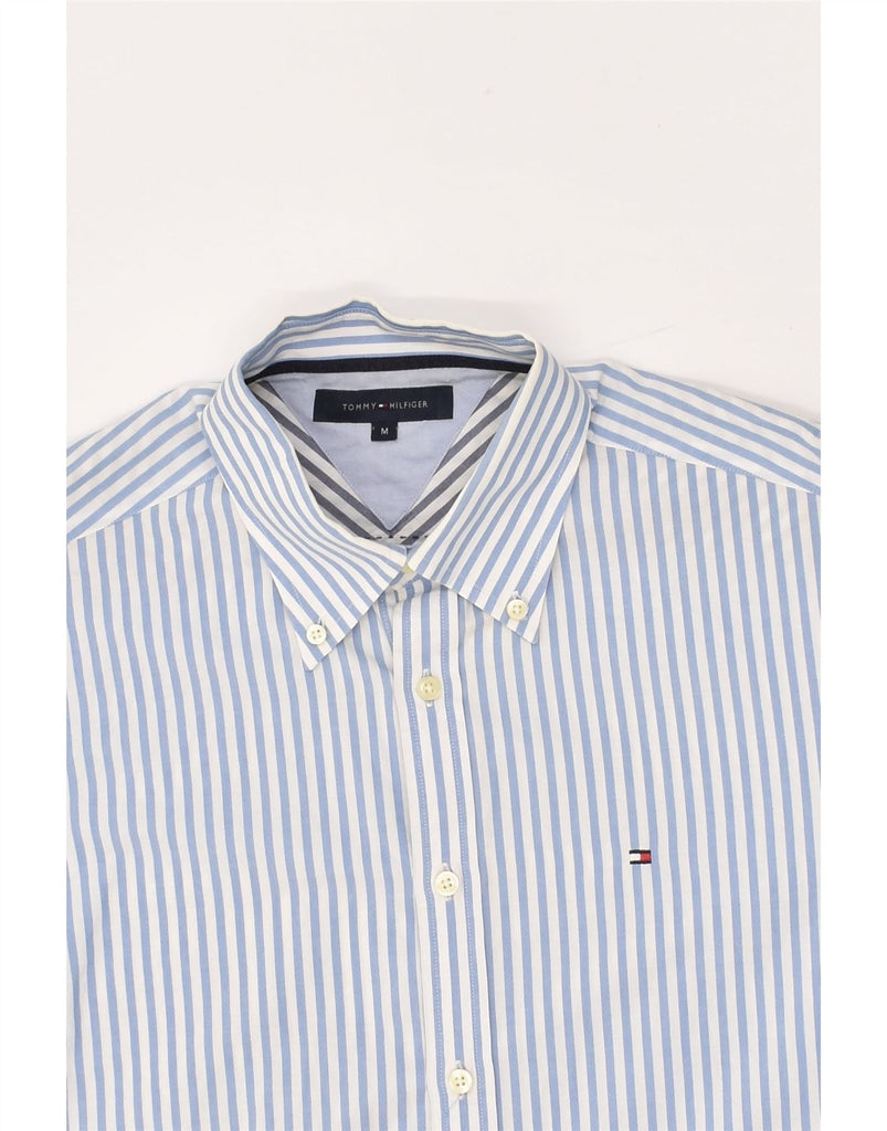 TOMMY HILFIGER Mens Short Sleeve Shirt Medium Blue Striped Cotton | Vintage Tommy Hilfiger | Thrift | Second-Hand Tommy Hilfiger | Used Clothing | Messina Hembry 