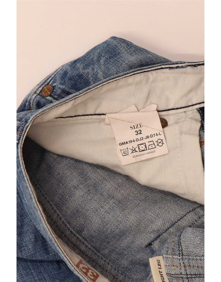 Guess Mens Straight Jeans W32 L35 Blue Cotton