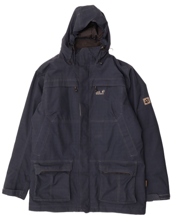 Jack Wolfskin Mens Hooded Windbreaker Coat UK 48 2XL Navy Blue Polyester