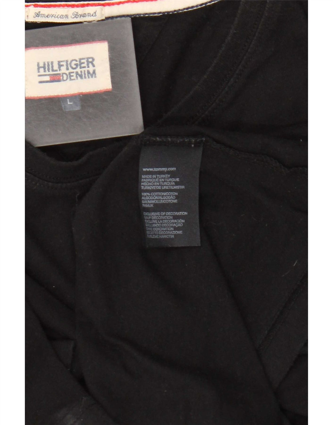 Tommy Hilfiger Mens T-Shirt Top Large Black Cotton
