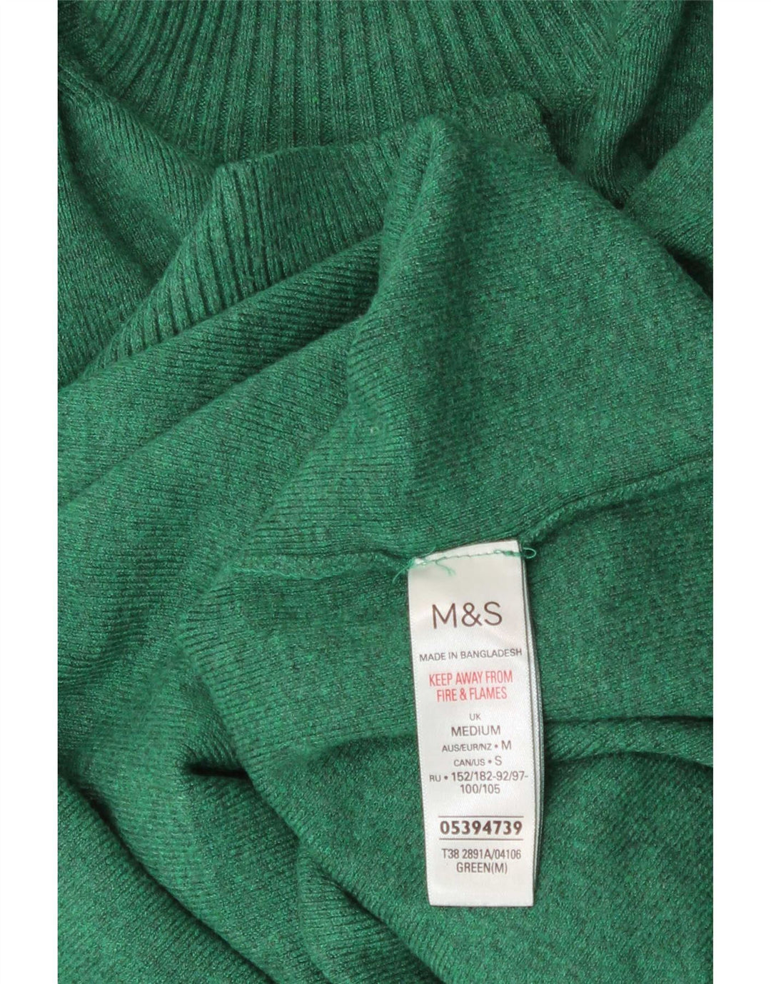 Marks & Spencer Womens Turtle Neck Jumper Sweater UK 14 Medium Green