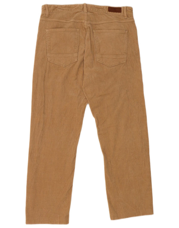 Massimo Dutti Mens Straight Corduroy Trousers EU 38 Small W30 L25 Beige