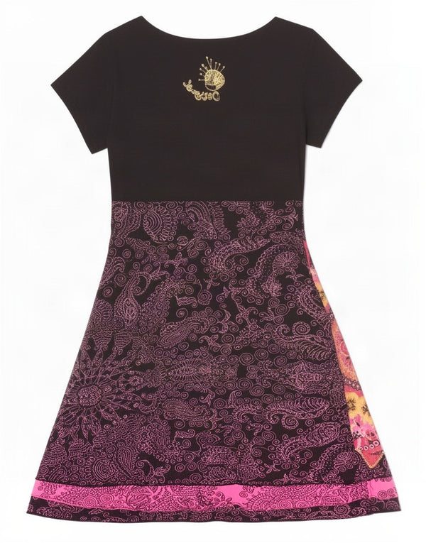 Desigual Womens Graphic A-Line Dress UK 12 Medium Purple Paisley