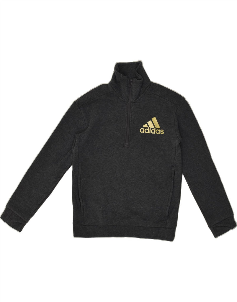 ADIDAS Boys Zip Neck Sweatshirt Jumper 11-12 Years Grey Polyester | Vintage Adidas | Thrift | Second-Hand Adidas | Used Clothing | Messina Hembry 