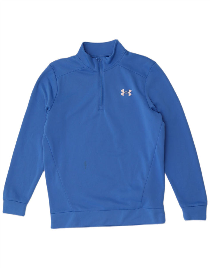 Under Armour Mens Zip Neck Sweatshirt Jumper Small Blue Polyester