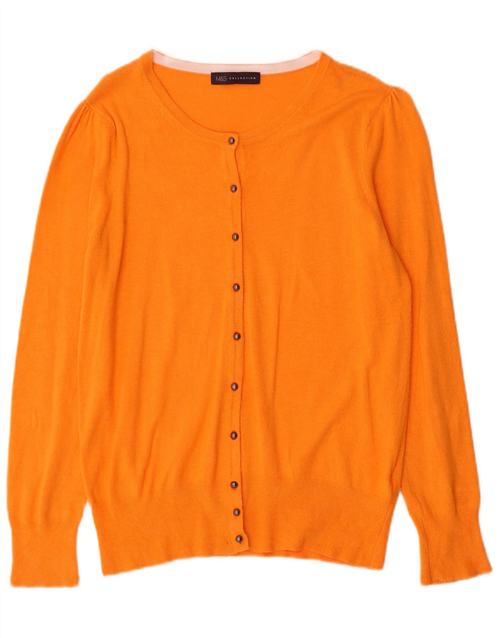 Marks & Spencer Womens Cardigan Sweater UK 12 Medium Orange Viscose