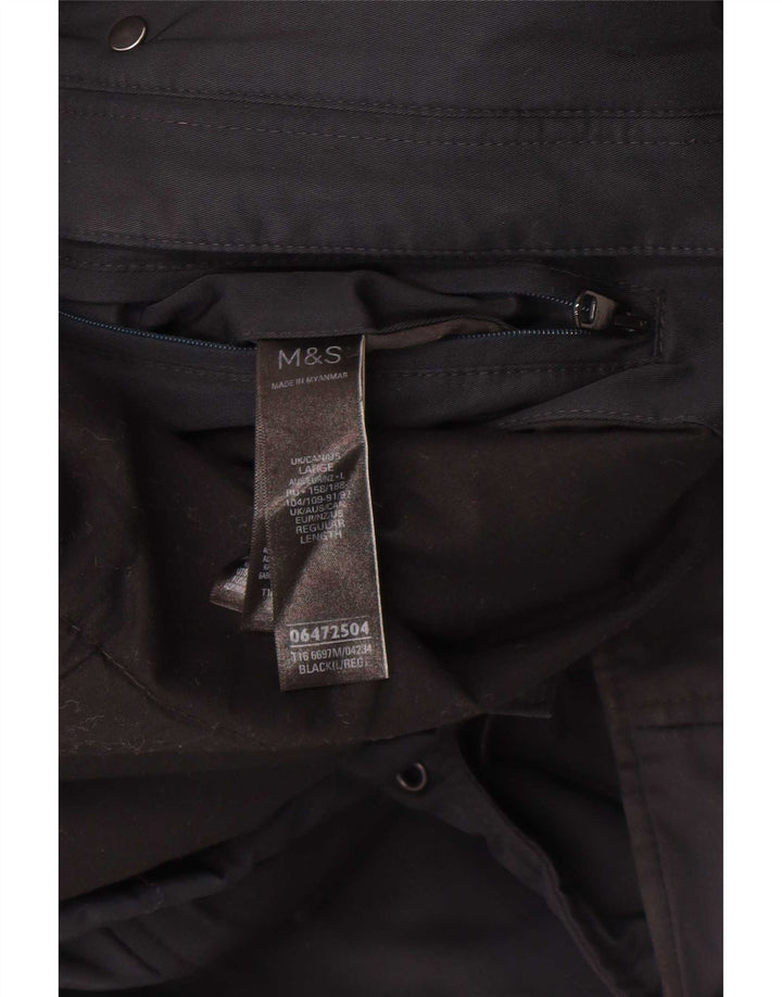 Marks & Spencer Mens Hooded Utility Jacket UK 40 Large Black Polyester