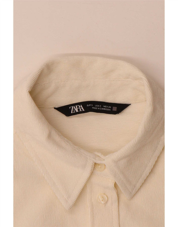 Zara Womens Overshirt Oversized Shirt UK 10 Small Off White Polyester