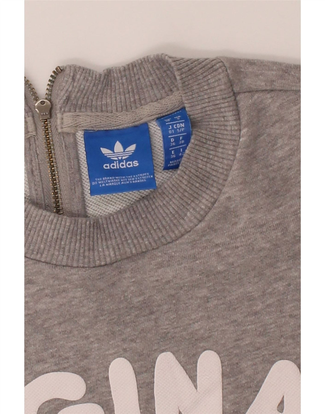 ADIDAS Womens Graphic Sweatshirt Jumper UK 10 Small  Grey Cotton