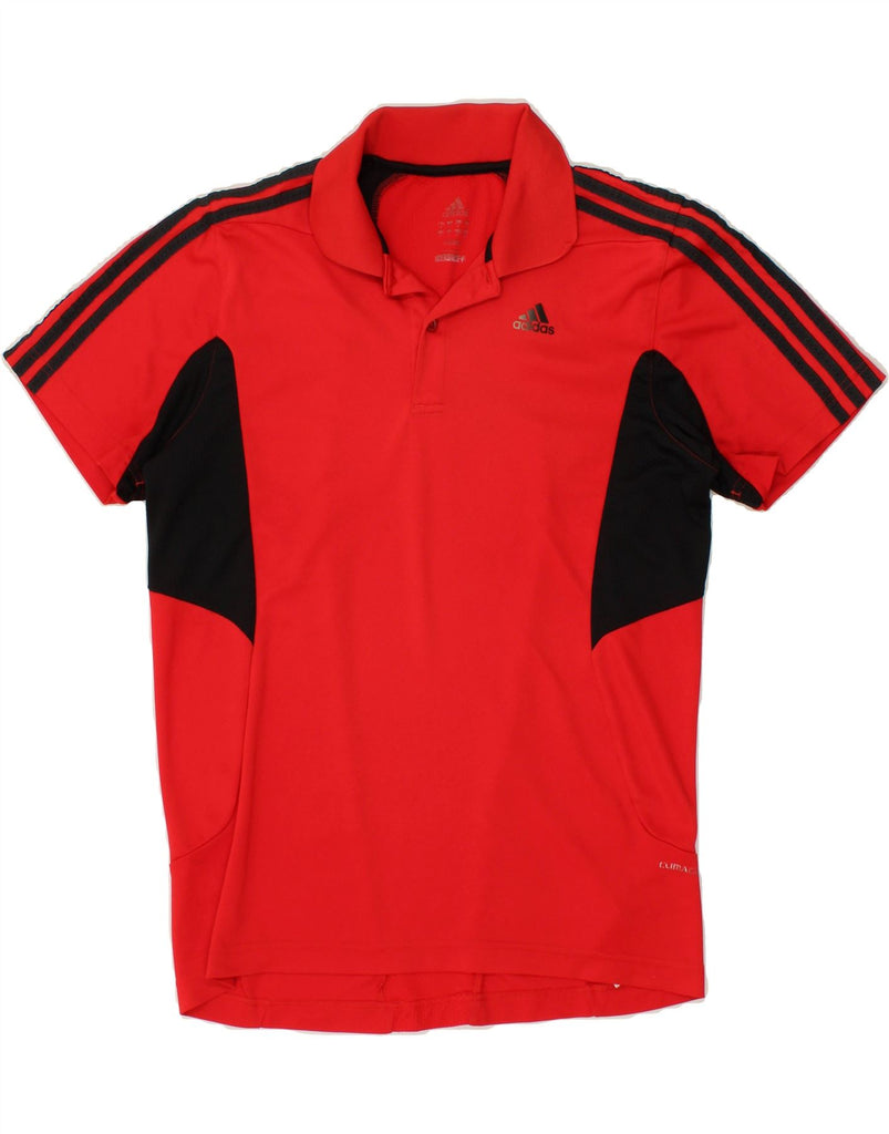 ADIDAS Mens Graphic Polo Shirt Small Red Colourblock Polyester Vintage Adidas and Second-Hand Adidas from Messina Hembry 