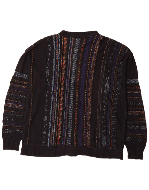 Greenfield Mens Cardigan Sweater IT 52 Large Navy Blue Striped Classic