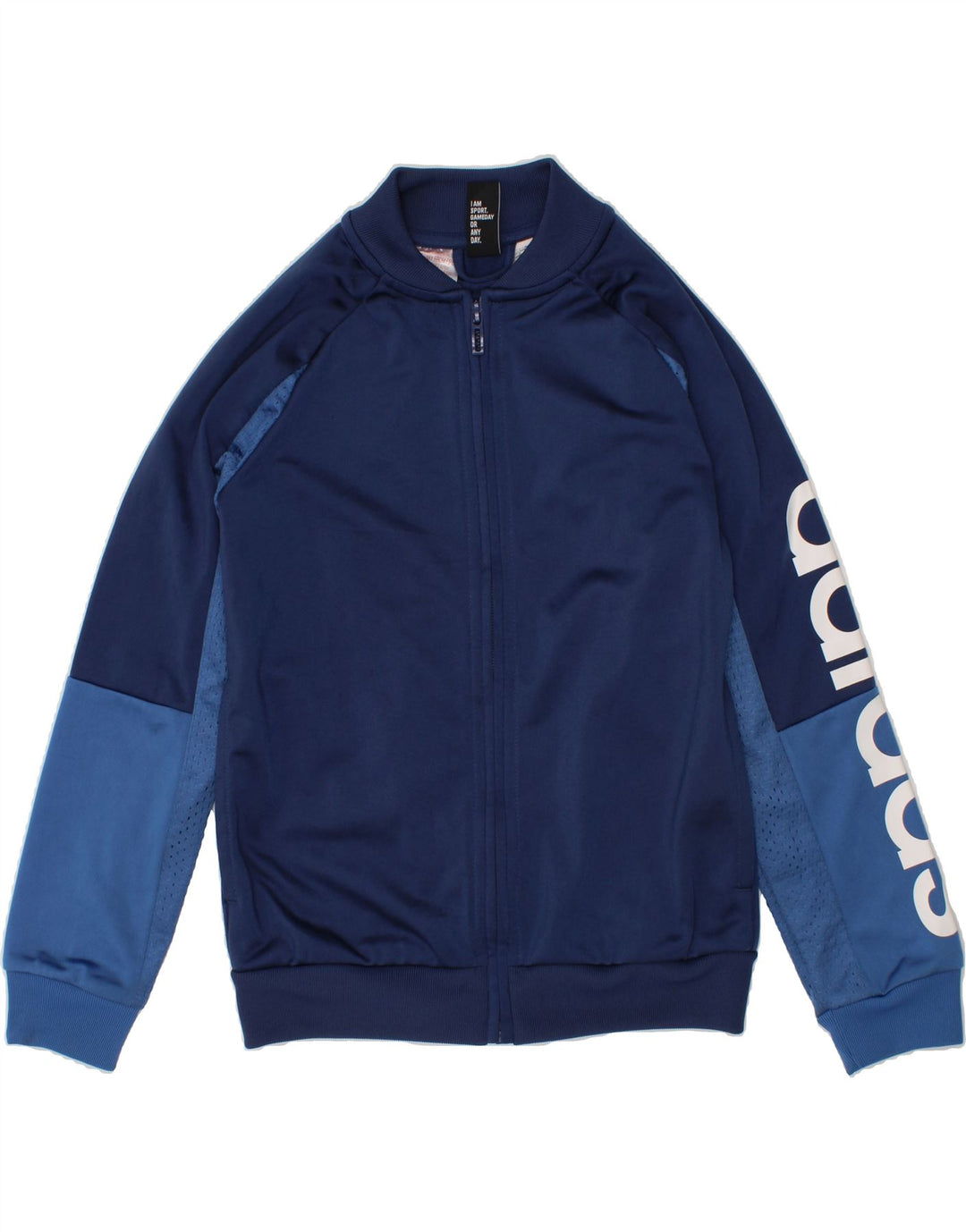ADIDAS Boys Graphic Tracksuit Top Jacket 5-6 Years Navy Blue Colourblock Vintage Adidas and Second-Hand Adidas from Messina Hembry 