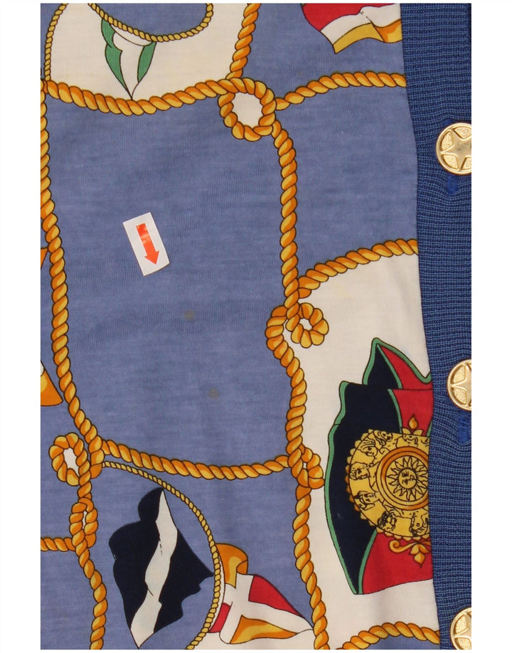 Ennedi Womens Abstract Pattern Short Sleeve Cardigan Top IT 46 Large Blue