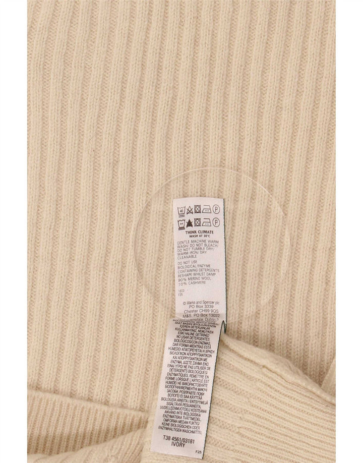 Marks & Spencer Womens Vest Tank Top UK 10 Small Beige Merino Wool