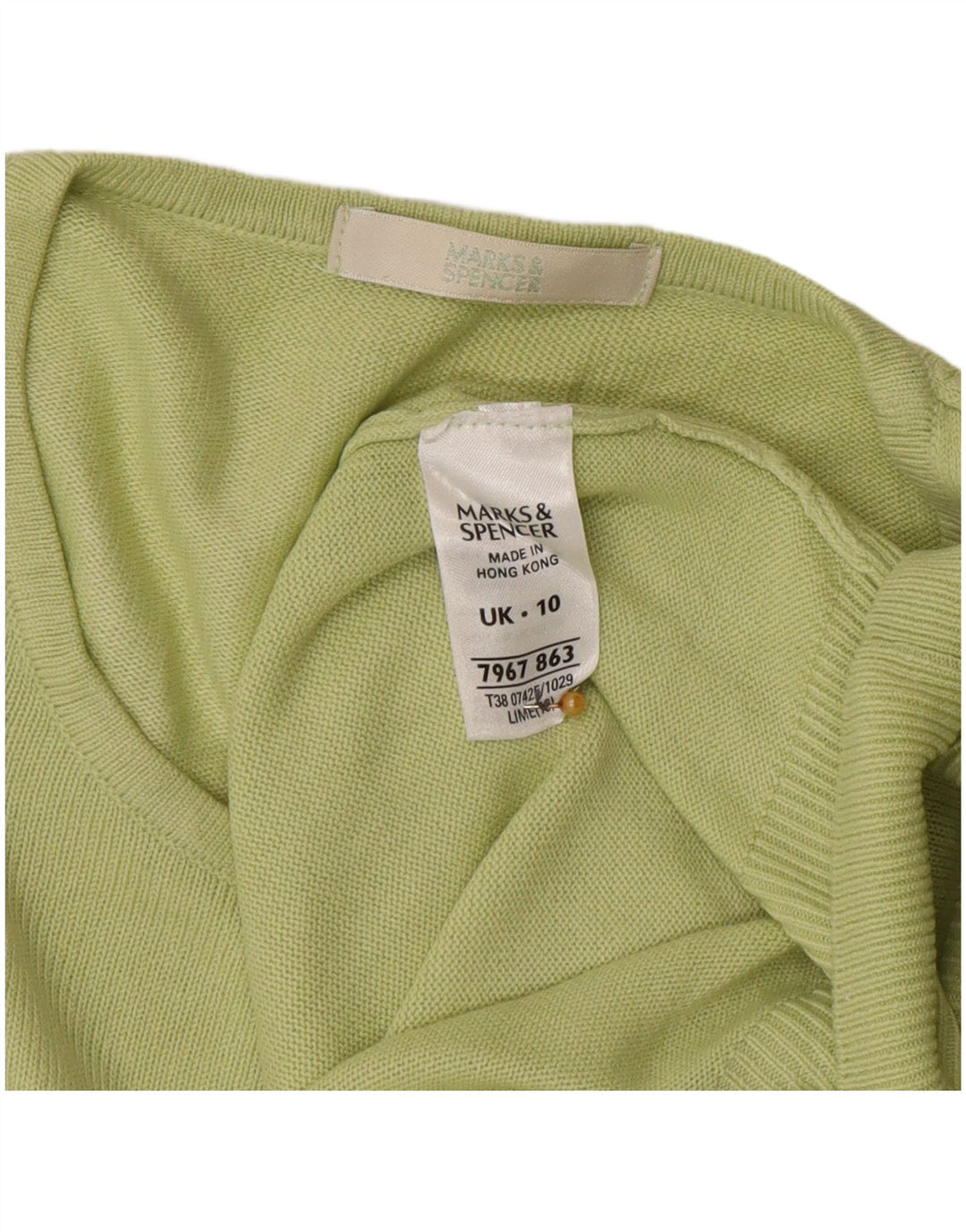 Marks & Spencer Womens Longline Crew Neck Jumper Sweater UK 10 Small Green