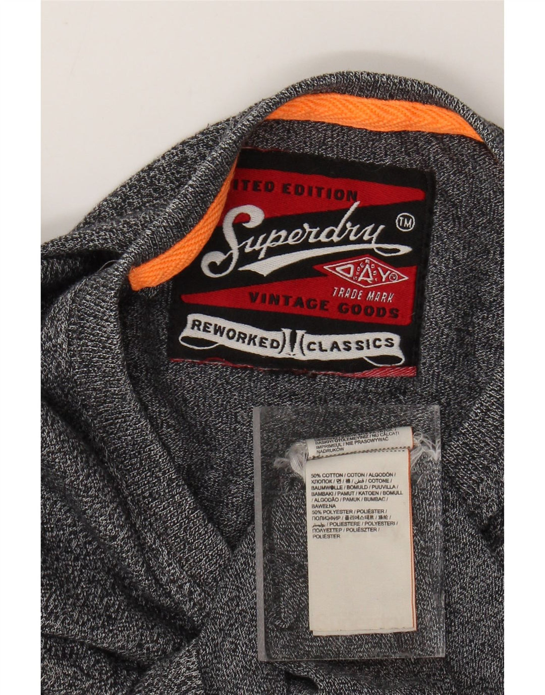 SUPERDRY Mens Graphic T-Shirt Top Medium Grey Flecked Cotton