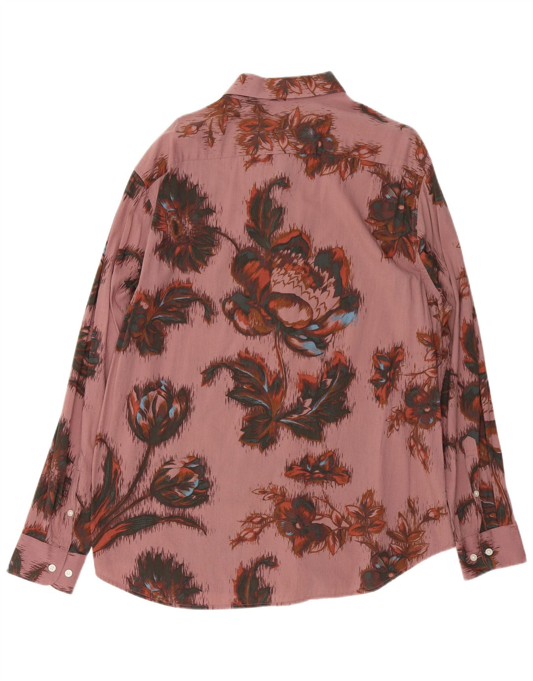 VINTAGE Mens Shirt Large Pink Floral Cotton