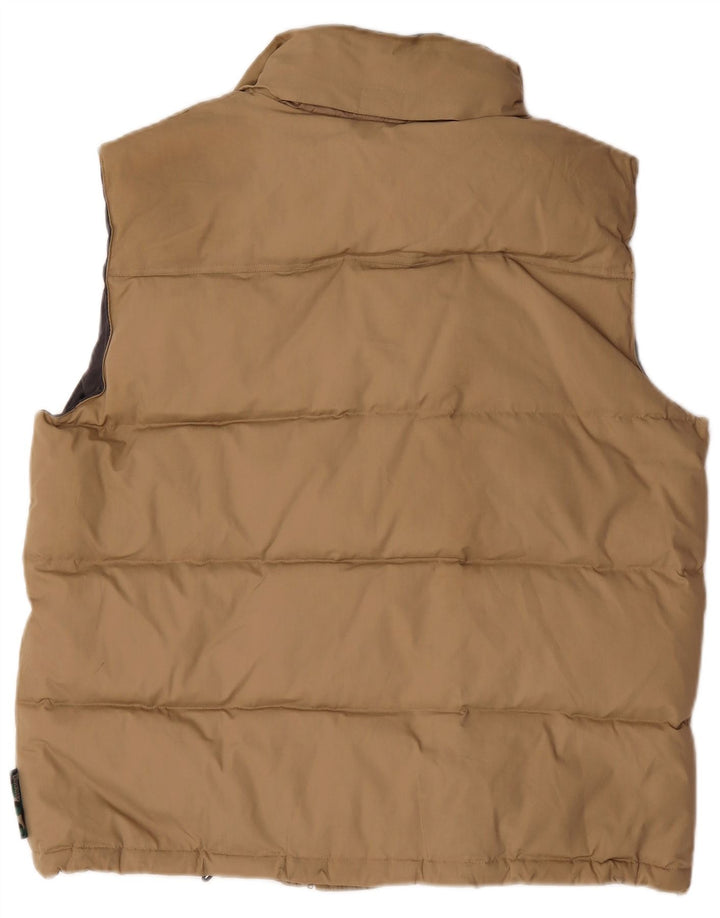 Vintage Mens Padded Gilet UK 40 Large Beige Polyester