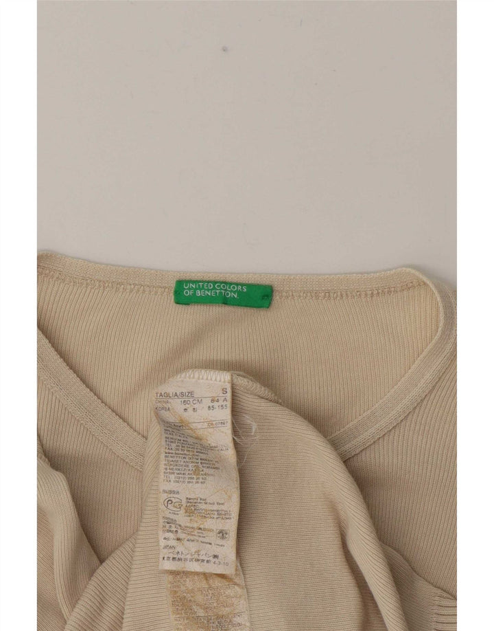 Benetton Womens Oversized Cardigan Sweater UK 10 Small Beige Cotton