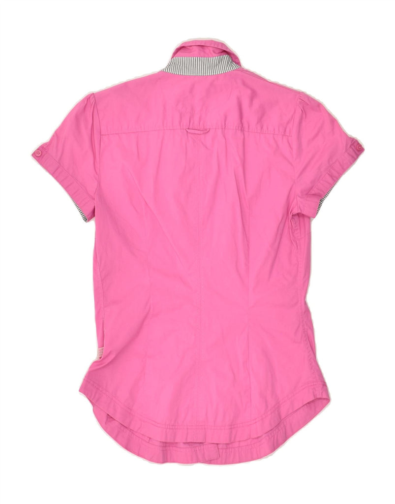 CALVIN KLEIN Womens Stretch Short Sleeve Shirt UK 6 XS Pink Cotton | Vintage Calvin Klein | Thrift | Second-Hand Calvin Klein | Used Clothing | Messina Hembry 