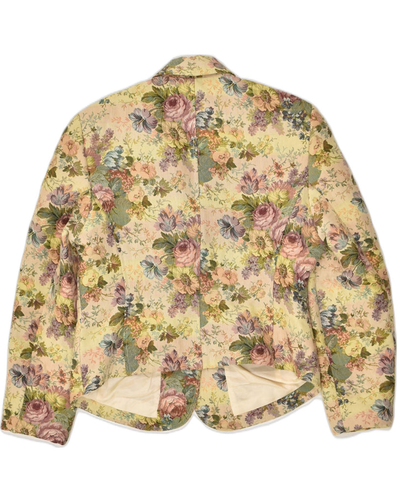 LA ROCHELLE Womens 3 Button Blazer Jacket EU 42 Medium Beige Floral | Vintage La Rochelle | Thrift | Second-Hand La Rochelle | Used Clothing | Messina Hembry 