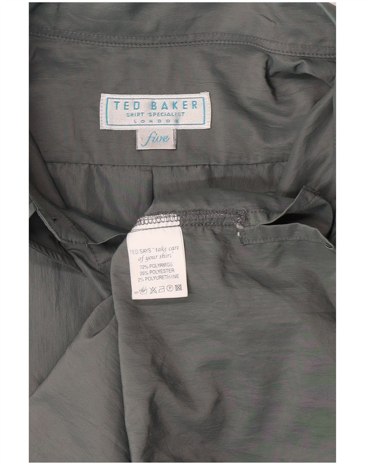 Ted Baker Mens Shirt Size 5 XL Grey Polyamide