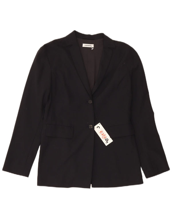 Comma, Womens 2 Button Blazer Jacket UK 12 Medium Black Virgin Wool