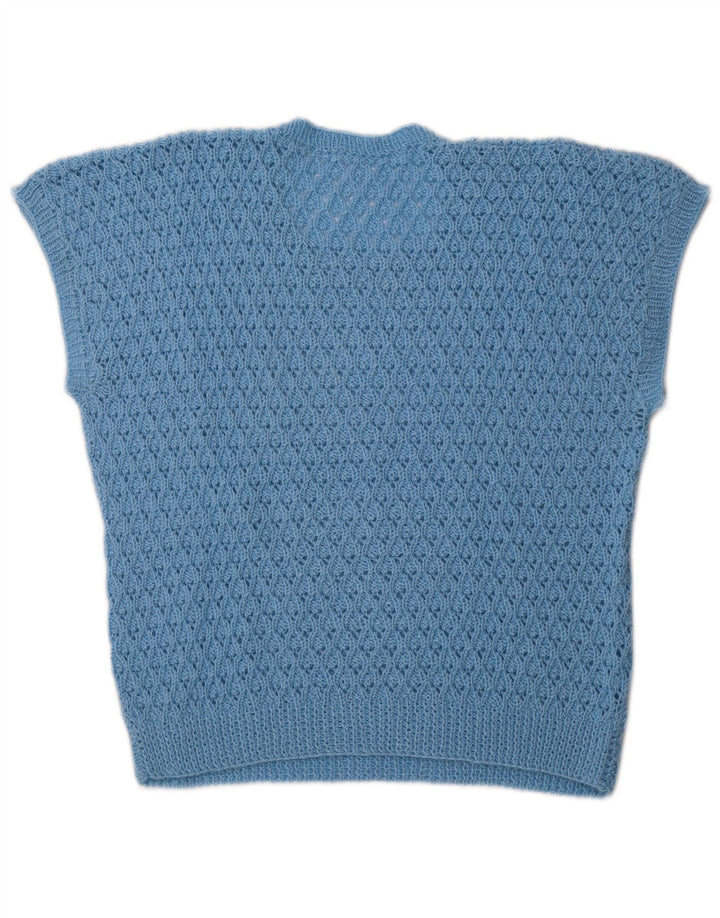 VINTAGE Womens Vest Tank Top UK 14 Medium Blue