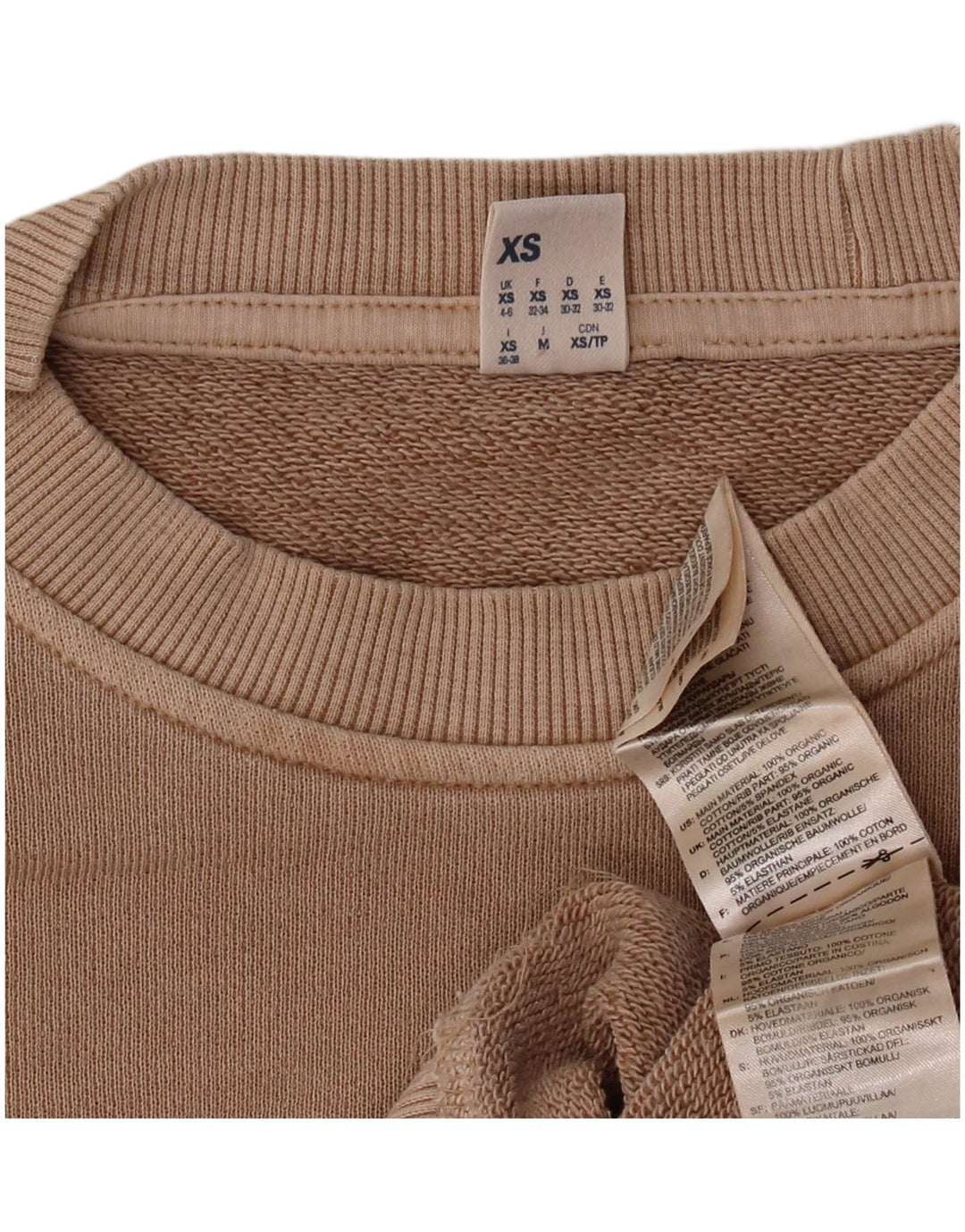 REEBOK Womens Oversized Sweatshirt Jumper UK 4/6 XS Beige Cotton