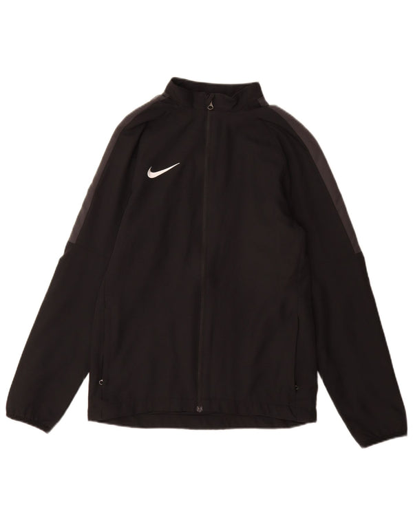 Nike Boys Dri Fit Tracksuit Top Jacket 12-13 Years Large Black Colourblock