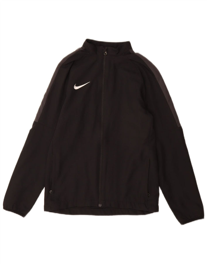 Nike Boys Dri Fit Tracksuit Top Jacket 12-13 Years Large Black Colourblock