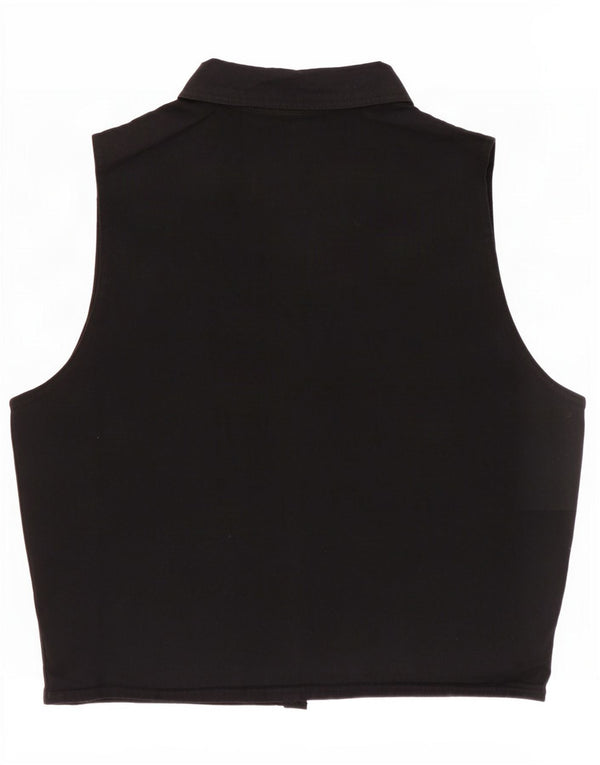 NEW LOOK Womens Denim Gilet UK 14 Medium Black Cotton