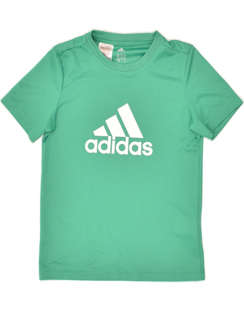 ADIDAS Boys Graphic T-Shirt Top 9-10 Years Small  Green Polyester | Vintage Adidas | Thrift | Second-Hand Adidas | Used Clothing | Messina Hembry 