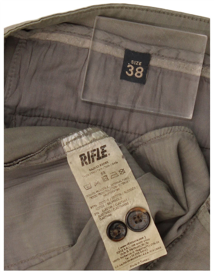 RIFLE Mens Slim Chino Trousers W38 L33 Grey Cotton