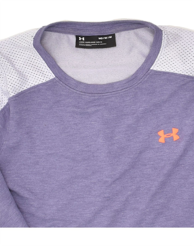 UNDER ARMOUR Womens Sweatshirt Jumper UK 14 Medium Purple Colourblock | Vintage Under Armour | Thrift | Second-Hand Under Armour | Used Clothing | Messina Hembry 